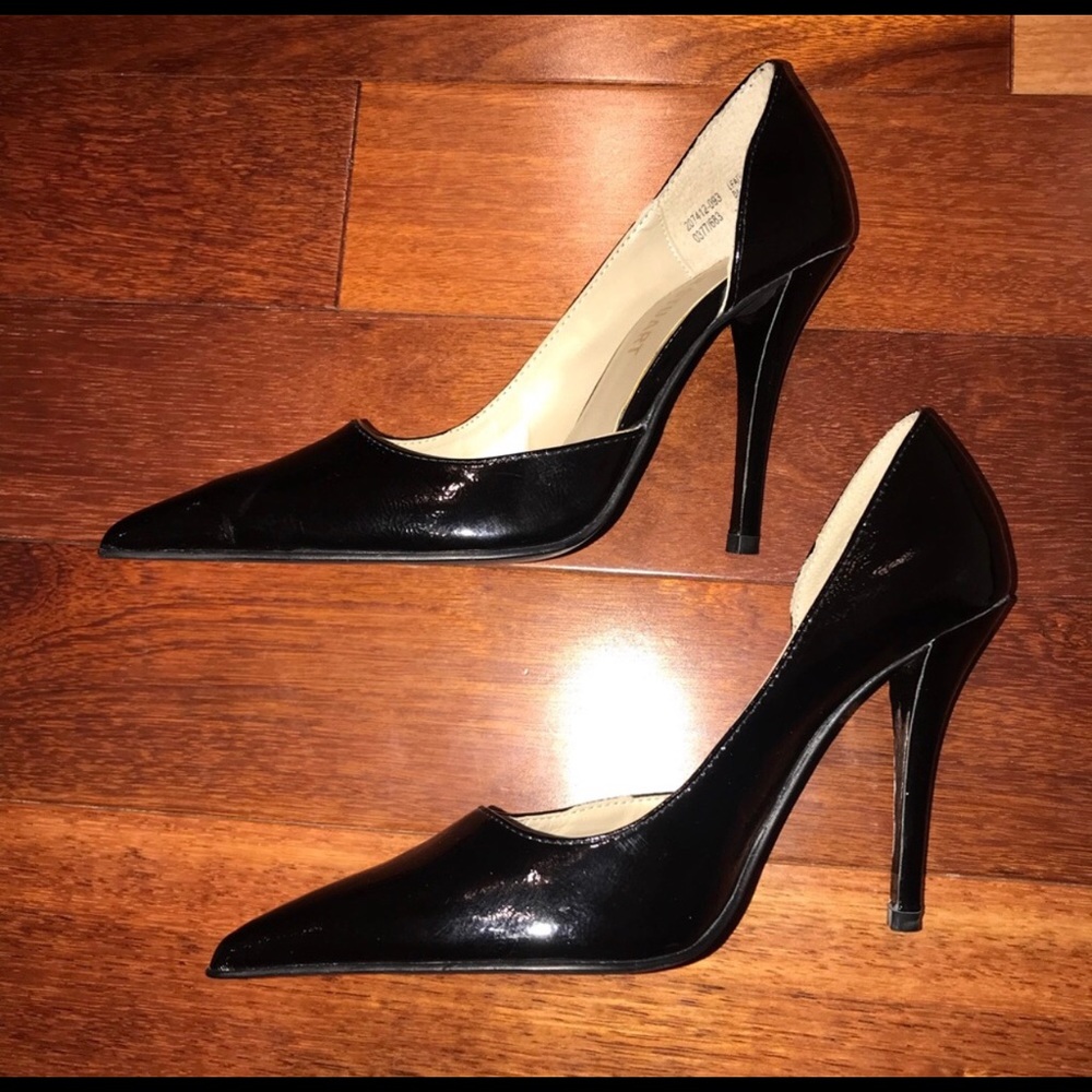 Colin Stuart Black Patent Pointy Toe D’orsay Heels